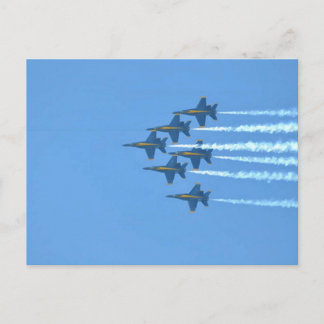 Carte Postale Blue Angels Six Jets en formation diagonale avec f