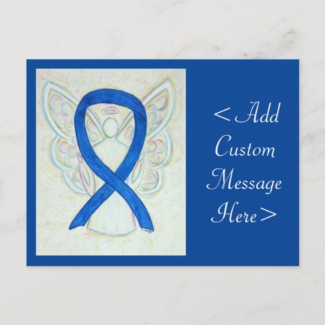 Carte postale Blue Awareness Ribbon Angel Custom A (Devant)