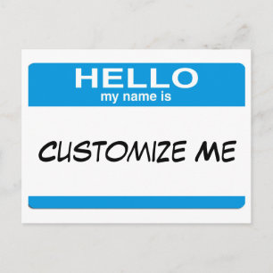Carte Postale Blue Bonjour Mon Nom Est ... Personnalisable 
