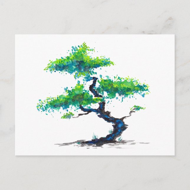 Carte postale Blue Bonsai Aquarelles (Devant)