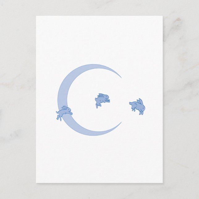 CARTE POSTALE BLUE BUNNY MOON (Devant)