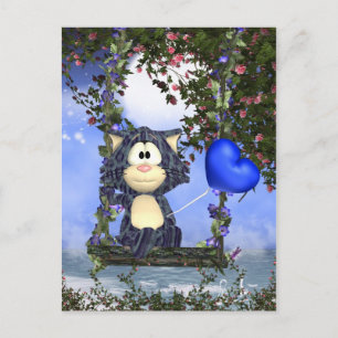 Carte postale Blue Cat, carte postale mignonne