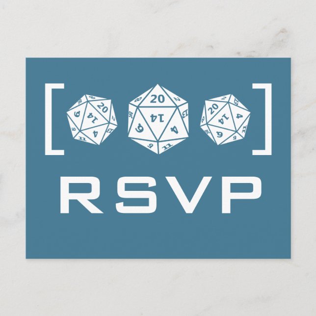 Carte postale Blue D20 Dice Gamer RSVP (Devant)