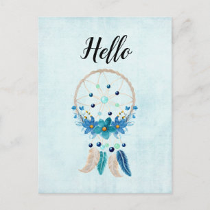 Carte Postale Blue Dreamcatcher Design Boho élégant