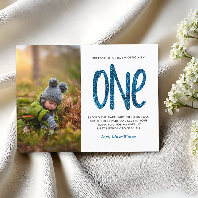 Carte Postale Blue Faux Parties scintillant 1er anniversaire Mer (Créateur téléchargé)