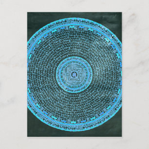 Carte Postale Blue Fire Tibétain Mandala Art (Turquoise & Noir)