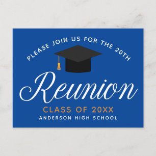 Carte Postale Blue Gold High School Reunion Personnalisé Party I