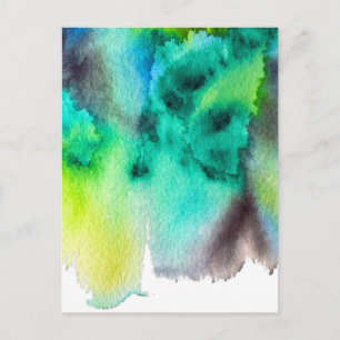 Carte Postale Blue Green watercolor marble abstract tie dye