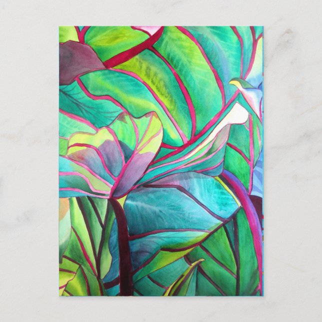 Carte Postale Blue Hawaii Tropical leaf folios art (Devant)