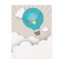 Carte postale Blue Hot Air Balloon Anniversaire