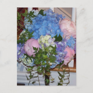 Carte Postale Blue Hydrangea Pink Peonies