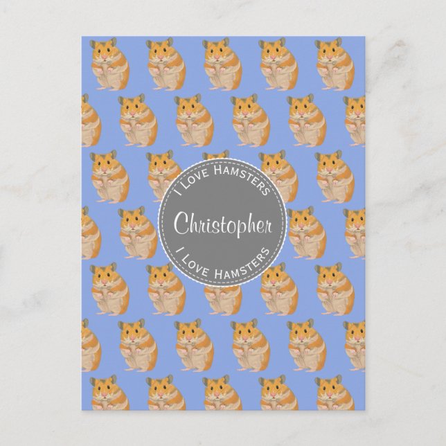 Carte Postale Blue I love Hamsters Hamster Motif (Devant)