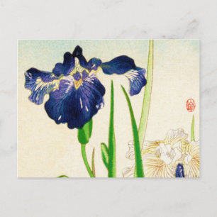 Carte Postale Blue Iris - imprimé japonais aquarelle