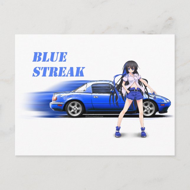 Carte Postale Blue Miata - avec anime girl (Devant)