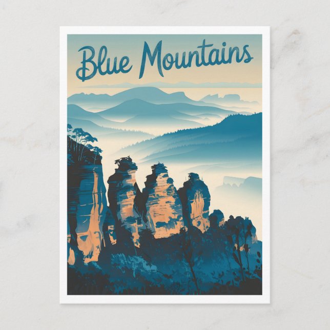 Carte Postale Blue Mountains Australie Vintage (Devant)