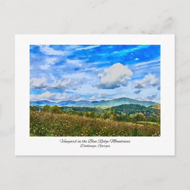 Carte Postale Blue Mountains North Georgia Aquarelle Peinture (Devant)