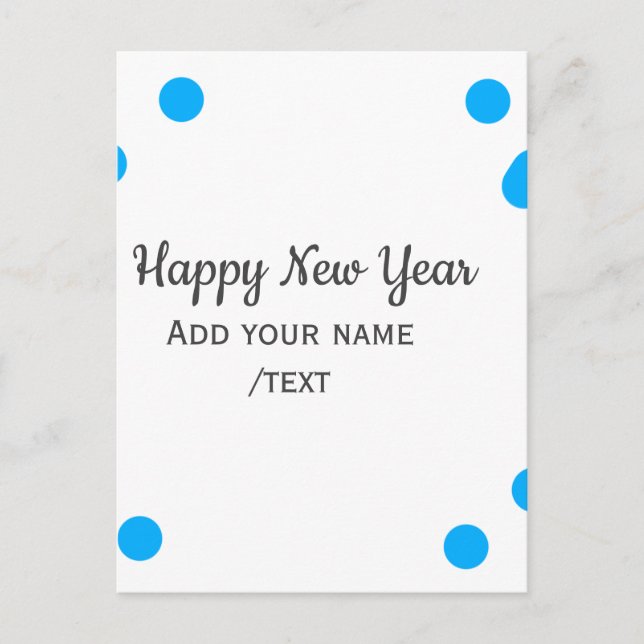 Carte Postale Blue polkadots happy new year add name messasimple (Devant)