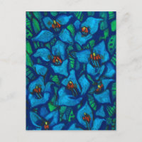 Blue Puya Fleurs Exotiques Abstraite peinture flor