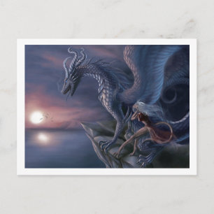 Carte postale Blue Sunset Dragon   Imaginaire envo