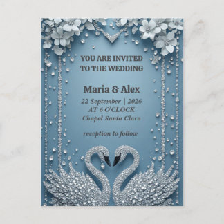Carte Postale Blue Swan Couple Wedding Decor Theme 💍