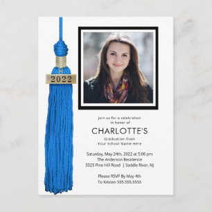 Carte Postale Blue Tti el Photo Graduation Assation Invite