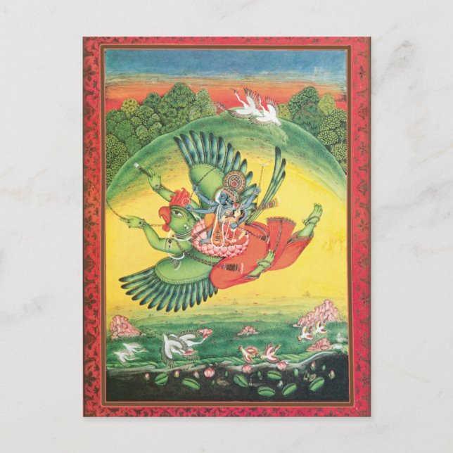 Carte Postale Blue Vishnu sur Garuda Hindu God Art Card (Devant)