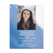 Blue Watercolor Photo Graduation Party