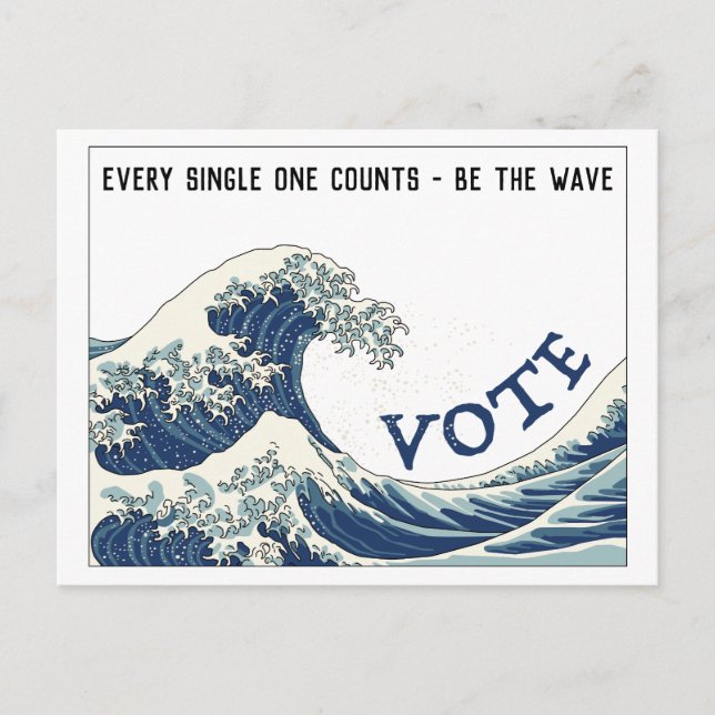 Carte Postale Blue Wave personnalisable sortir du vote (Devant)