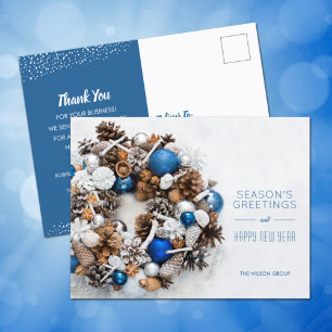 Carte postale Blue White Pine Wire Business Holida