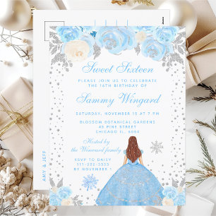 Carte Postale Blue Winter Brown cheveux Princesse Sweet sixteen