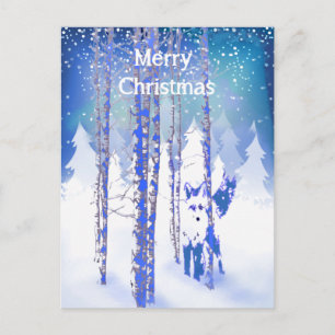 Carte Postale Blue Winter Forêt de neige Renard renard renard re