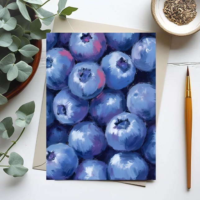 Carte Postale Blueberries | Fruit Watercolor Painted (Créateur téléchargé)