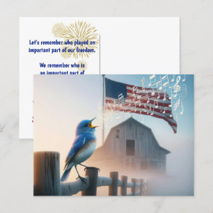 Carte Postale Bluebird Et Le Merci Drapeau Américain