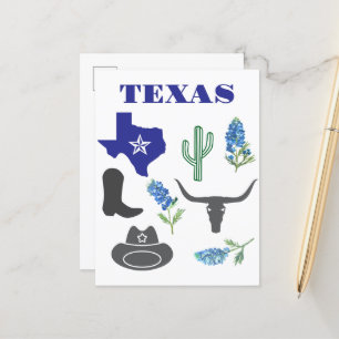 Carte Postale Bluebonnets Texas State Flowers Lupine Watercolor