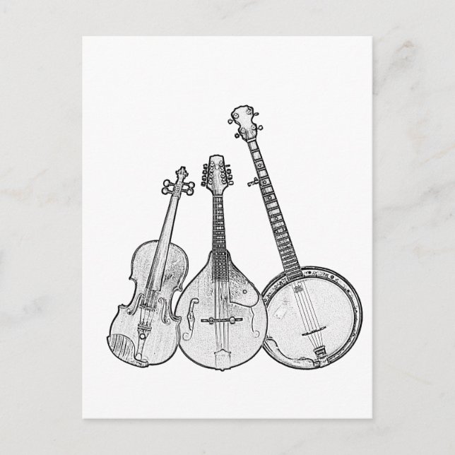 Carte Postale Bluegrass Band B&W (Devant)