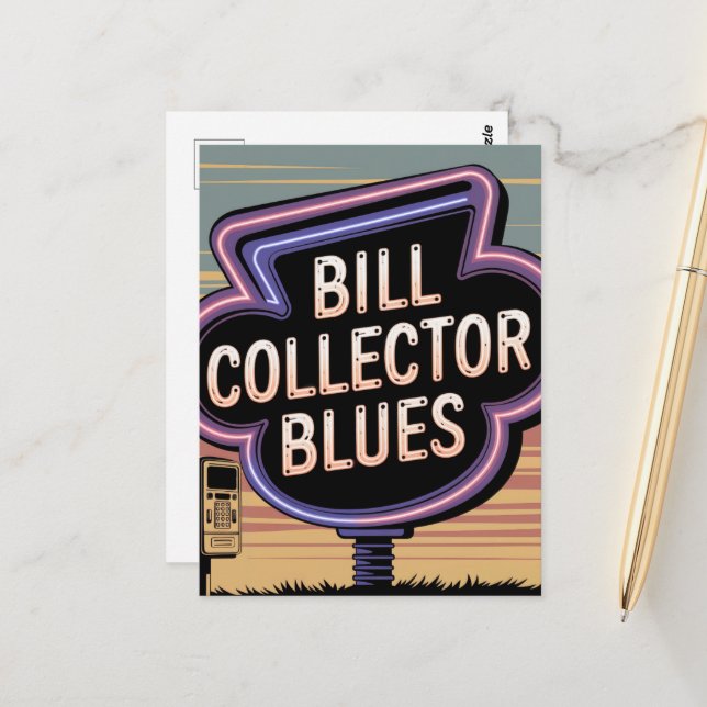 Carte Postale Blues de collection de Bill (Devant/Arrière en situation)