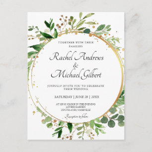 Carte Postale Blumenkreislauf Grünes Gold Hochzeit Einladung