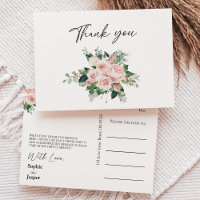 Carte postale Blush Floral White Mariage Merci