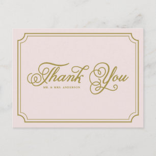 Carte Postale Blush & Gold Whimsical Script Merci