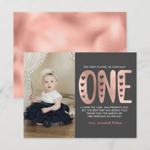 Carte postale Blush Pink 1er Anniversaire Merci