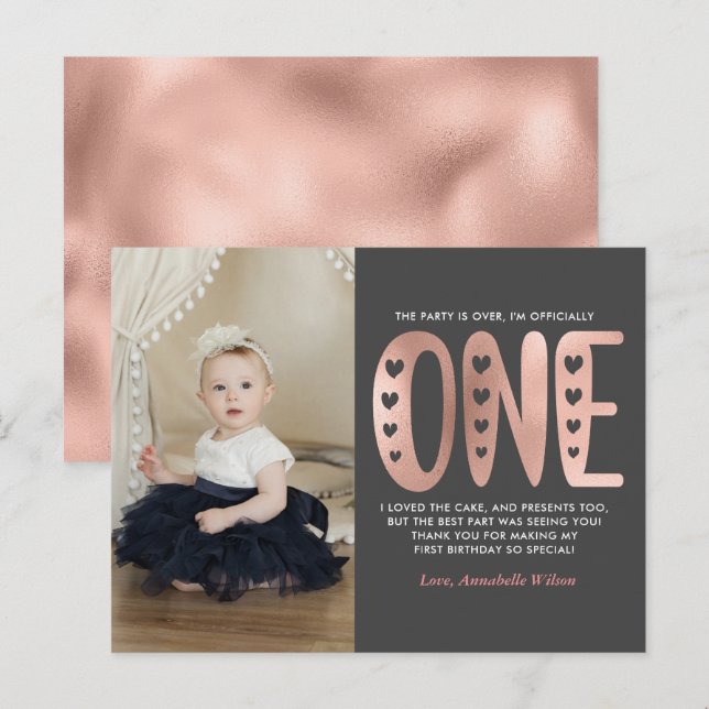 Carte postale Blush Pink 1er Merci anniversaire (Devant / Derrière)