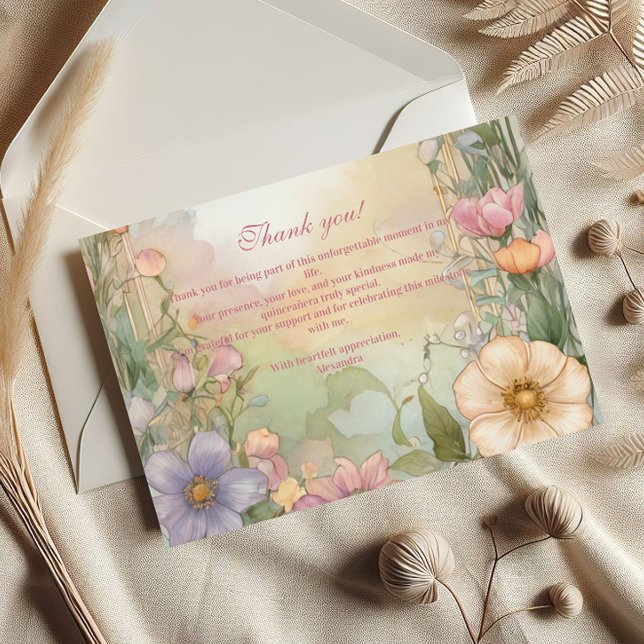 Carte Postale Blush Pink Floral Quinceanera Celebration (Créateur téléchargé)