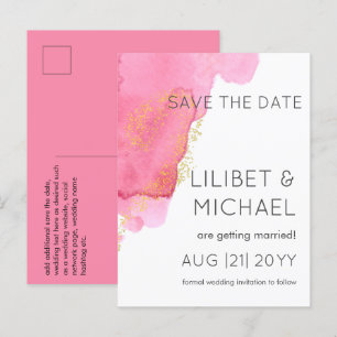 Carte Postale Blush Pink Gold Modern Mariage Enregistrer les dat