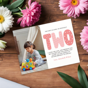 Carte Postale Blush rose 2e Merci d'anniversaire