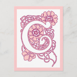 Carte Postale Blush Rose Fleur Initiale C Monogramme Bot Roman