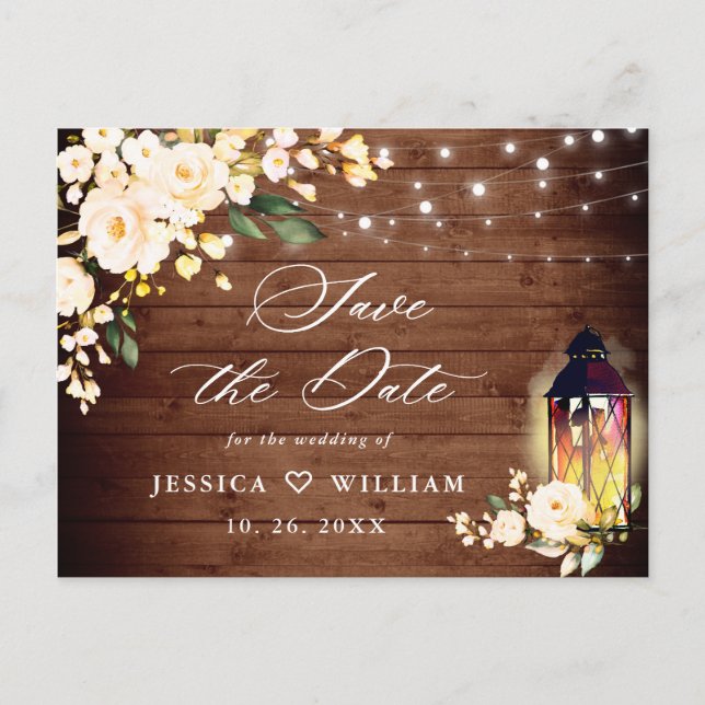 Carte Postale Blush Rose Rustic Wood Wedding Enregistrer la date (Devant)