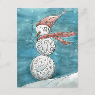 Carte postale Blustery Snowman