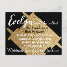BM Bar ou Bat mitzvah Black N Gold Torah