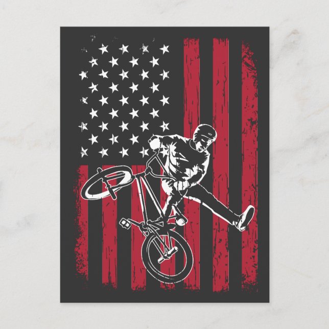 Carte Postale BMX | Drapeau américain BMX (Devant)
