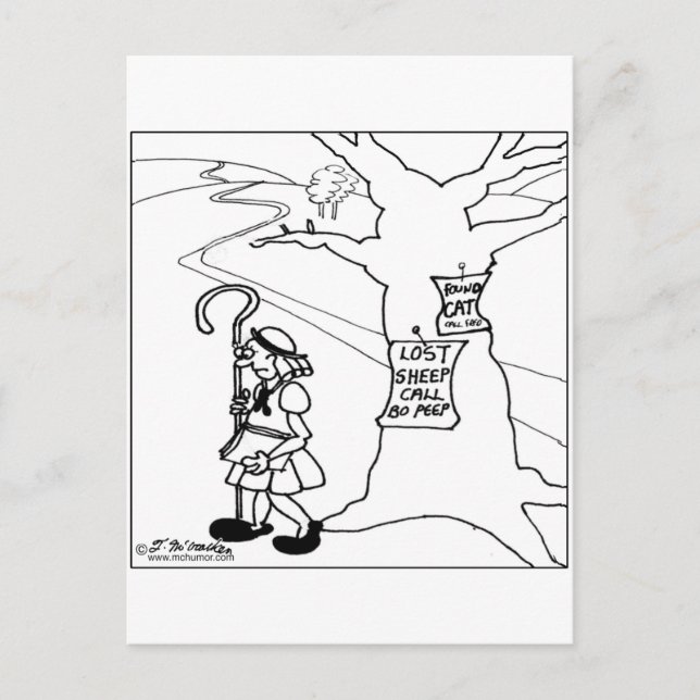 Carte Postale Bo Peep Posts Lost Sheep Sign (Devant)